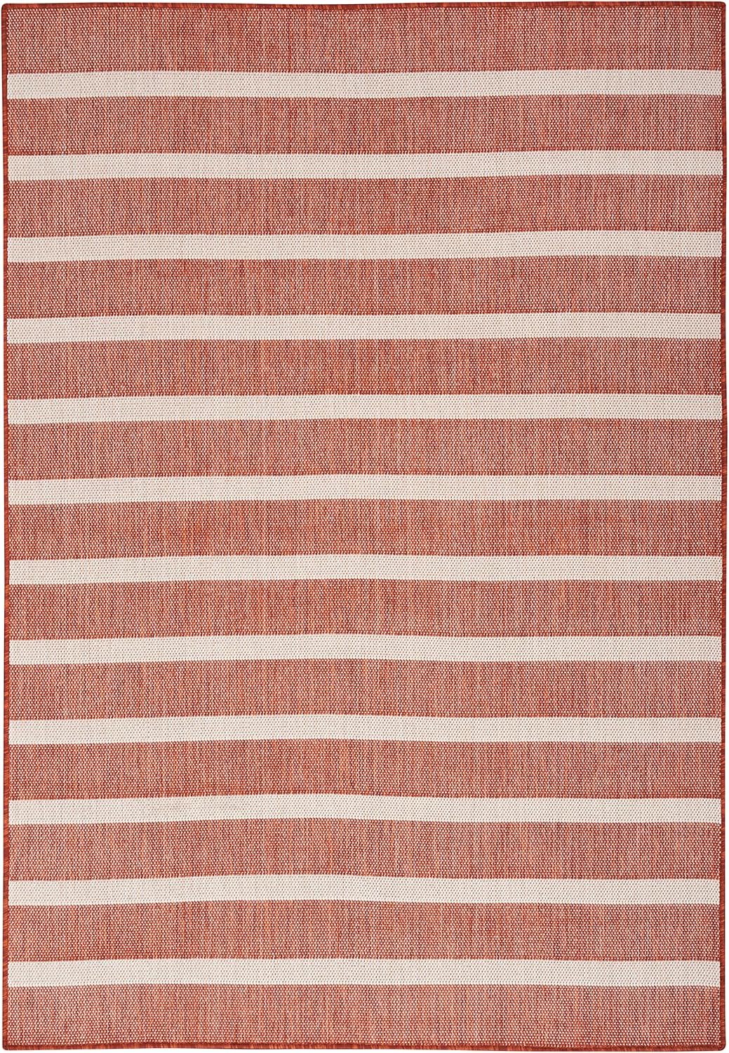 Nourison Home Positano Indoor/Outdoor Terracotta 4' x 6' Area Rug, Easy Cleaning, Non Shedding, Bed Room, Living Room, Dining Room, Deck, Backyard, Patio (4x6)