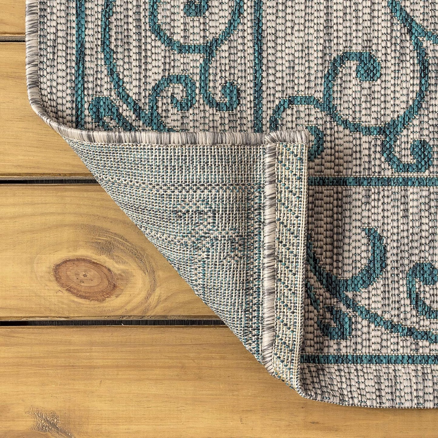 JONATHAN Y SMB106E-3 Charleston Vintage Filigree Textured Weave Indoor Outdoor Rug LivingRoom Backyard,3 X 5,Gray/Teal
