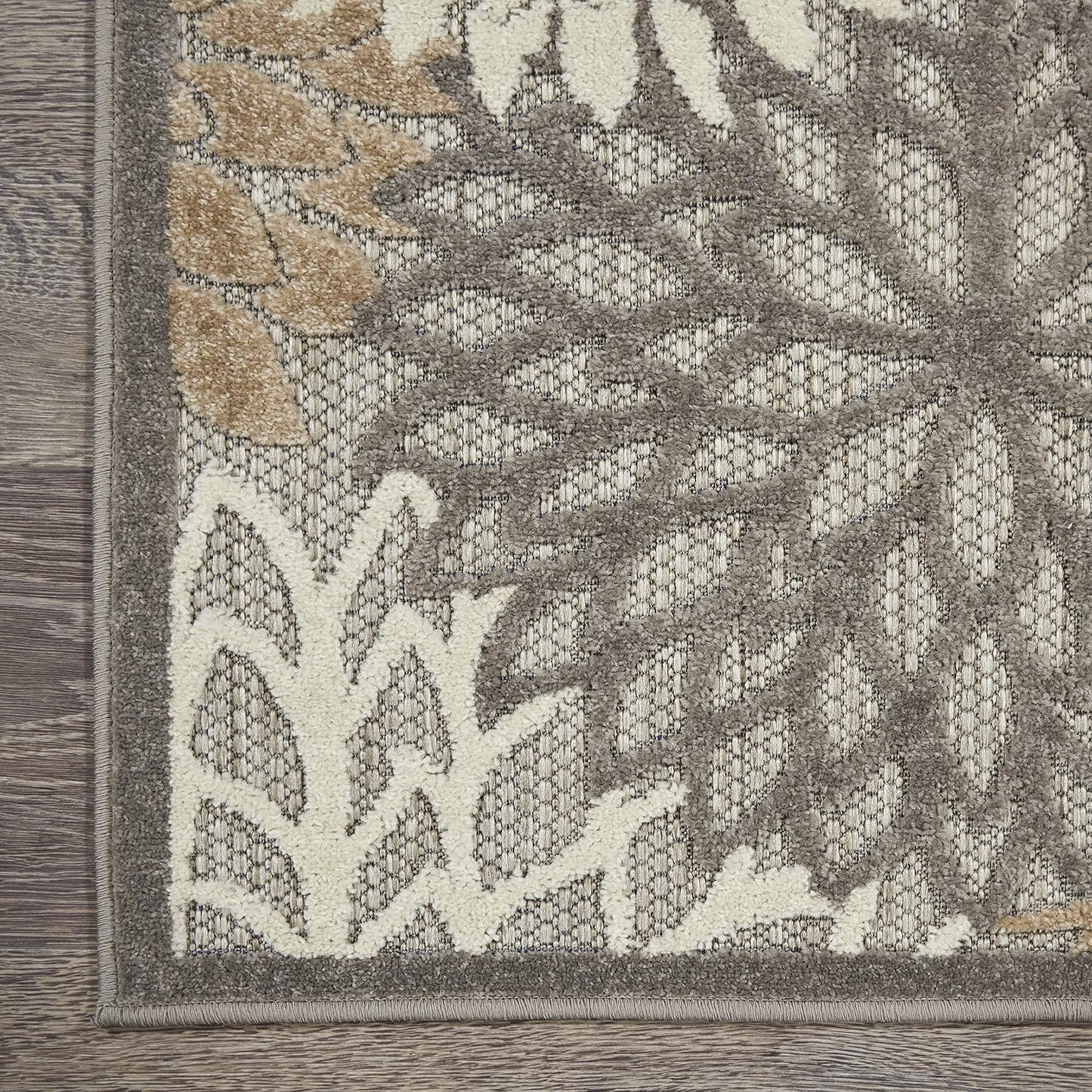 Nourison Aloha Indoor/Outdoor Area Rug 2' x 6', Natural, Runner Tropical Botanical Easy-Cleaning Non Shedding Bed Room Living Room Dining Room Deck Backyard Patio