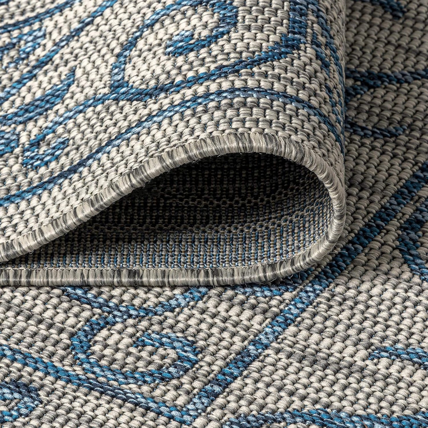 JONATHAN Y SMB106C-9SQ Charleston Vintage Filigree Textured Weave Gray/Navy 9' Square Indoor/Outdoor Area Rug, Pet Friendly, Non-Shedding, Stain Resistant, Easy-Cleaning for Backyard, Patio, Porch