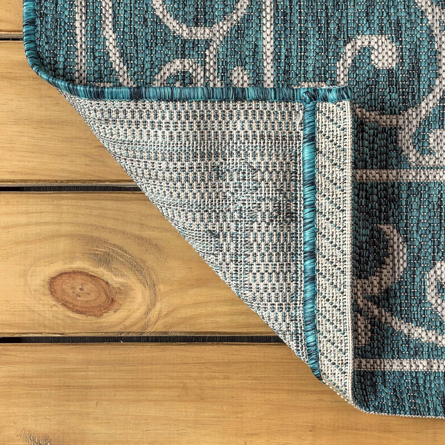JONATHAN Y SMB106F-5TGN Charleston Vintage Filigree Textured Weave Teal/Gray 5' Octagon Indoor/Outdoor Area Rug, Non-Shedding, Stain Resistant,Fade Resistant, Easy-Cleaning for Backyard Patio, Porch