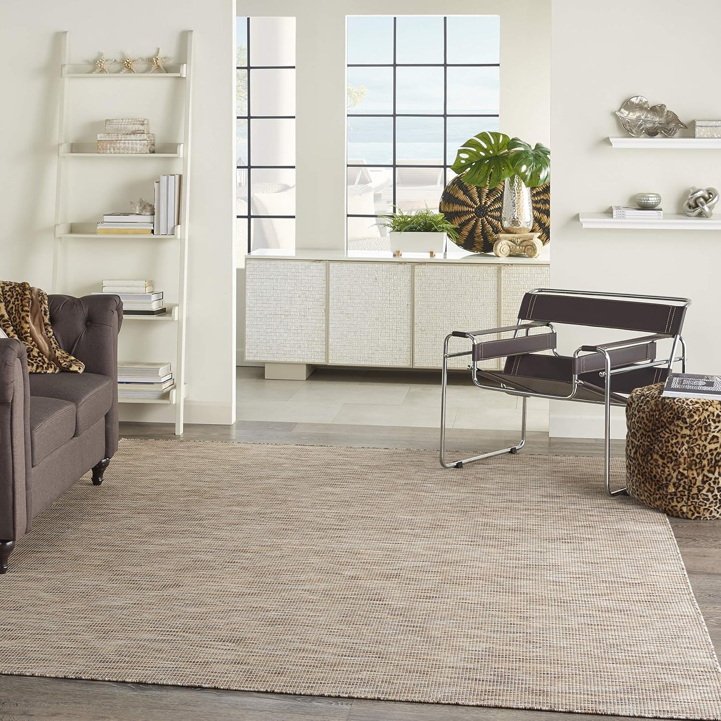 Nourison Home Positano 8' x Round Beige Fabric Modern Area Rug (8' Round)