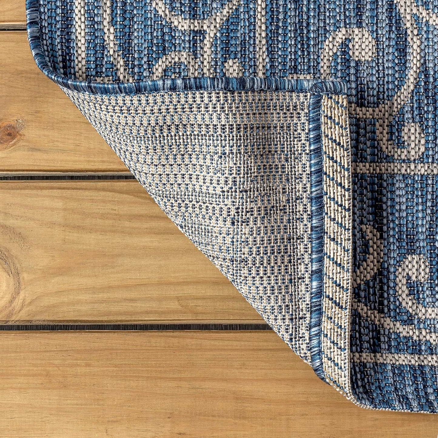 JONATHAN Y SMB106D-6SQ Charleston Vintage Filigree Textured Weave Navy/Gray 6' Square Indoor/Outdoor Area Rug, Pet Friendly, Non-Shedding, Stain Resistant, Easy-Cleaning for Backyard, Patio, Porch