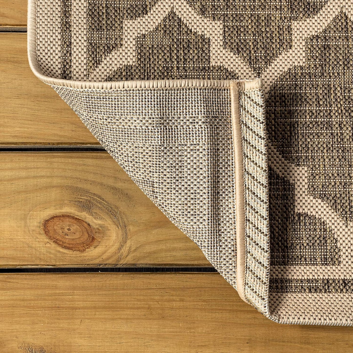 Eyely BMS109A-214 Santa Monica Trebol Moroccan Trellis Textured Weave, Pet Friendly, Non-Shedding, Stain Resistant, Easy-Cleaning, Brown/Beige, 2 ft. x 14 ft., Indoor/Outdoor, Runner Rug