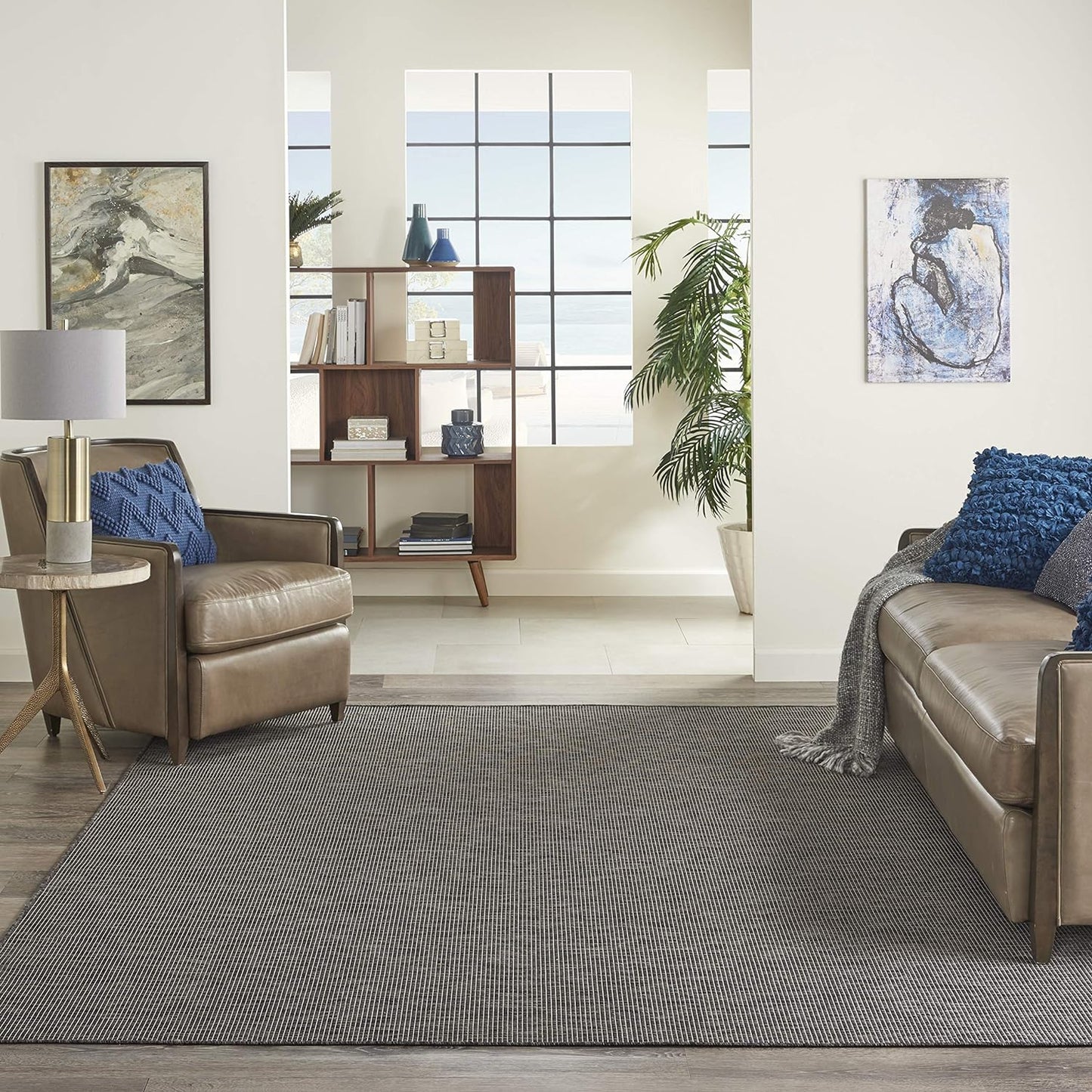 Nourison Home Positano 8' Runner Charcoal Fabric Modern Area Rug (8' Runner)