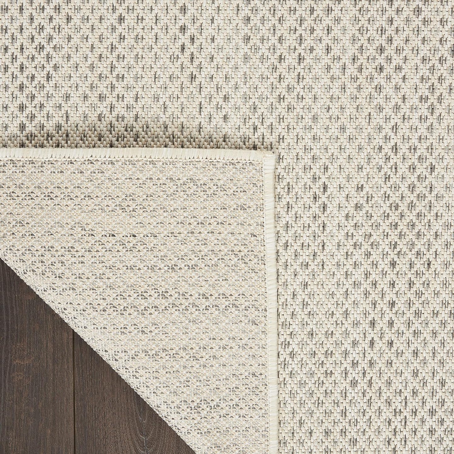 Nourison Home Courtyard Indoor/Outdoor Ivory Silver 7' x 10' Area Rug, Geometric, Easy Cleaning, Non Shedding, Bed Room, Living Room, Dining Room, Deck, Patio, Backyard (7x10)