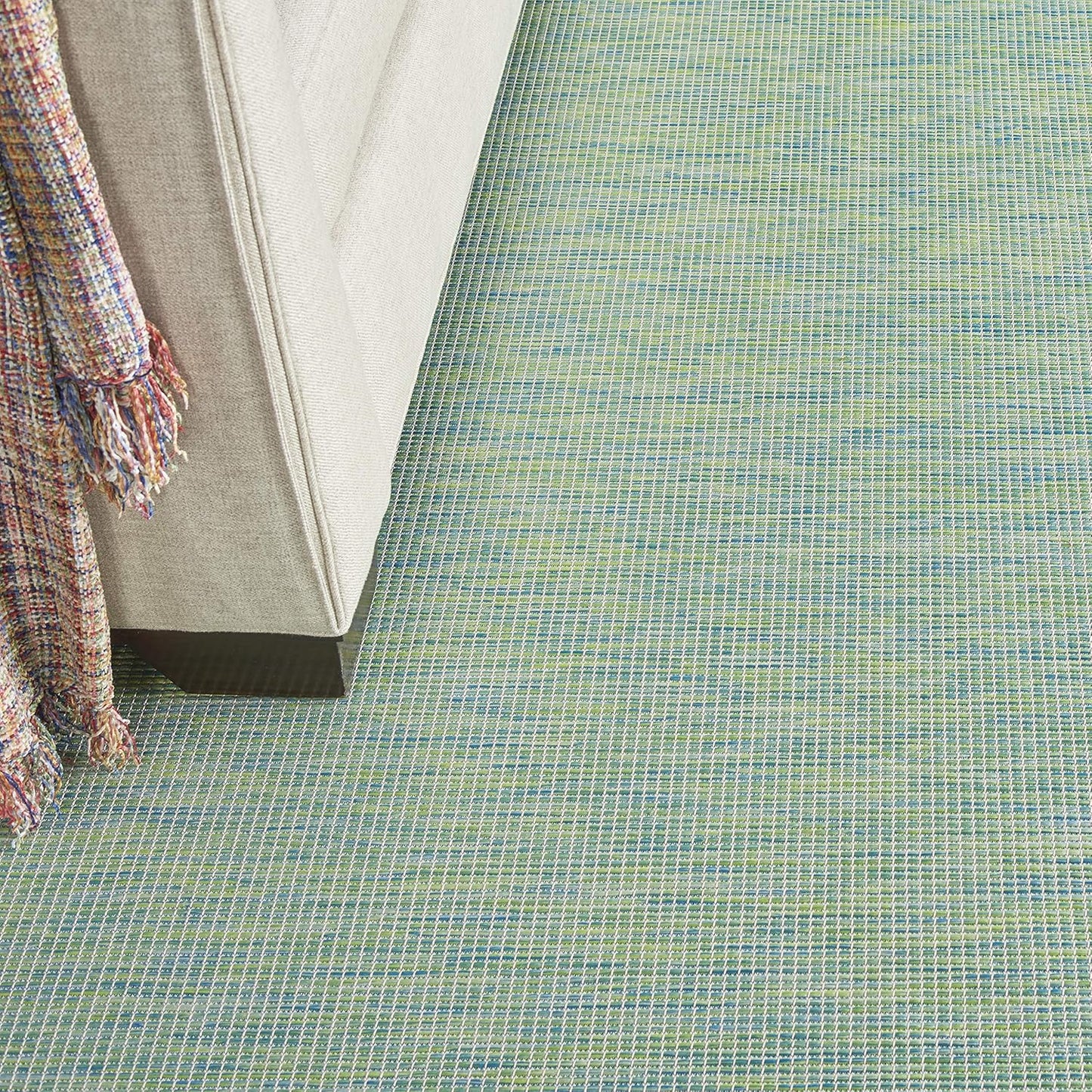 Nourison Positano Indoor/Outdoor Blue/Green 5' x 7' Area Rug, Easy Cleaning, Non Shedding, Bed Room, Living Room, Dining Room, Backyard, Deck, Patio (5x7)
